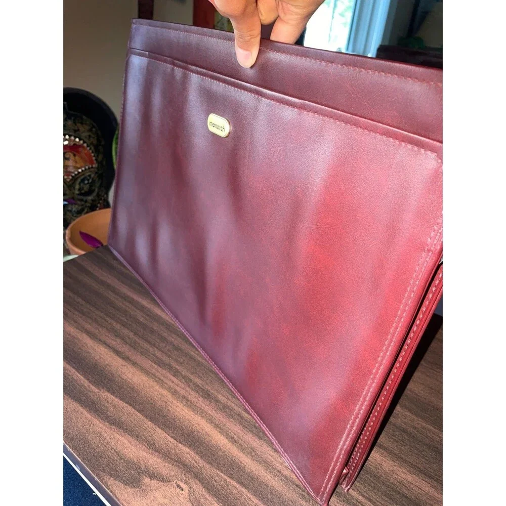 Vintage 80s Monarch Luggage Co Burgundy Slim Portfolio Document Case Bag